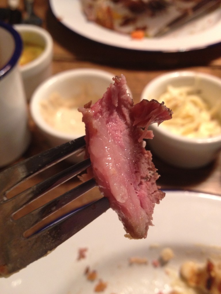 BARBECUED GRAIN-FED SHORT RIB, HOMEMADE DILL PICKLE, MUSTARD & BLACK TREACLE