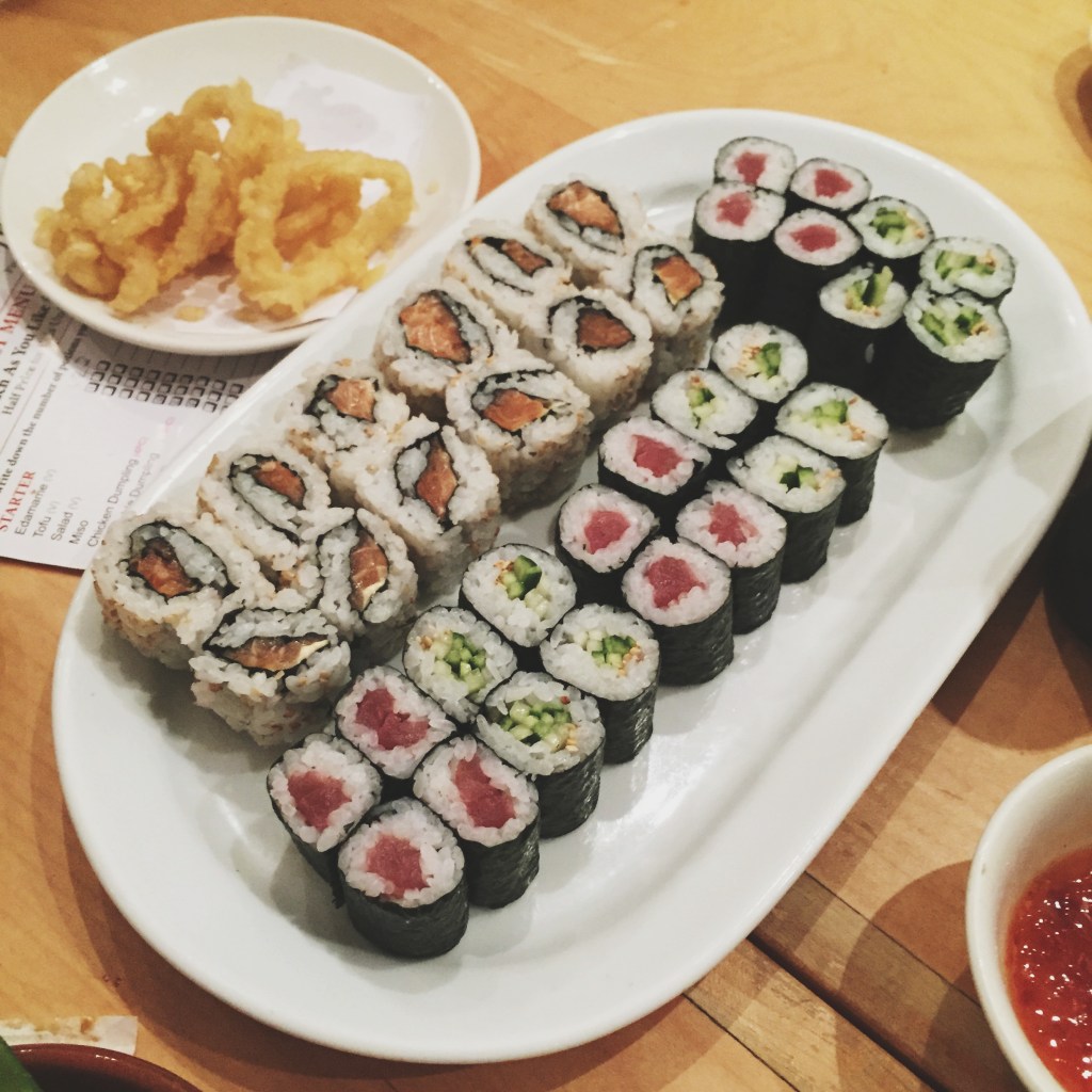 sushi rolls tempura seafood