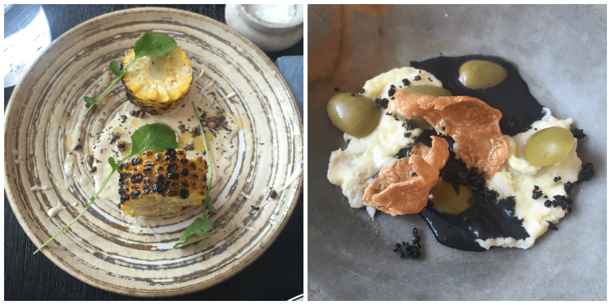 Grilled sweetcorn and Salt cod brandade