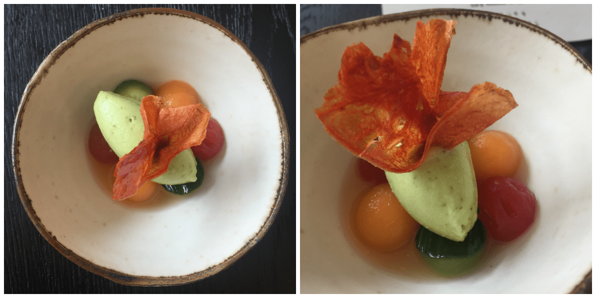 Cucumber sorbet, melon & basil 