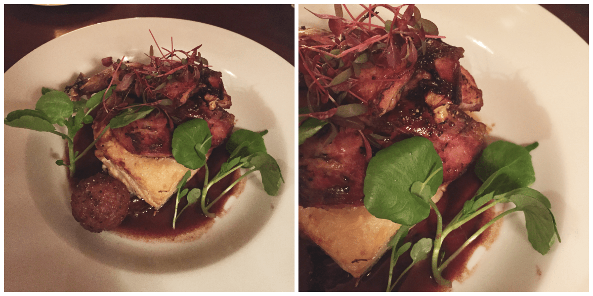 roast wild pheasant, toulouse sausage stuffing, celeriac dauphinoise, rosemary jus