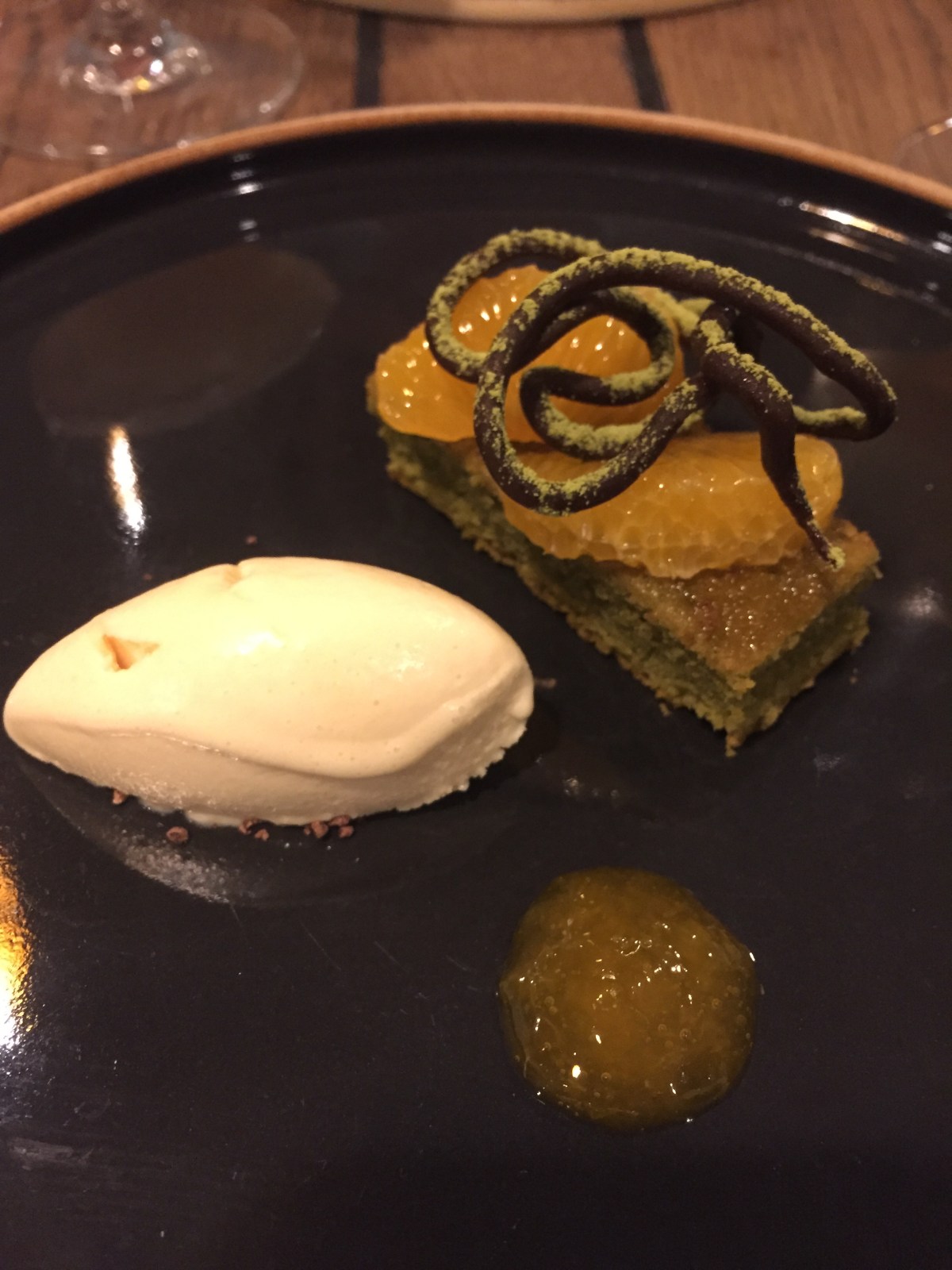 Anglo matcha cake with clementine and miso