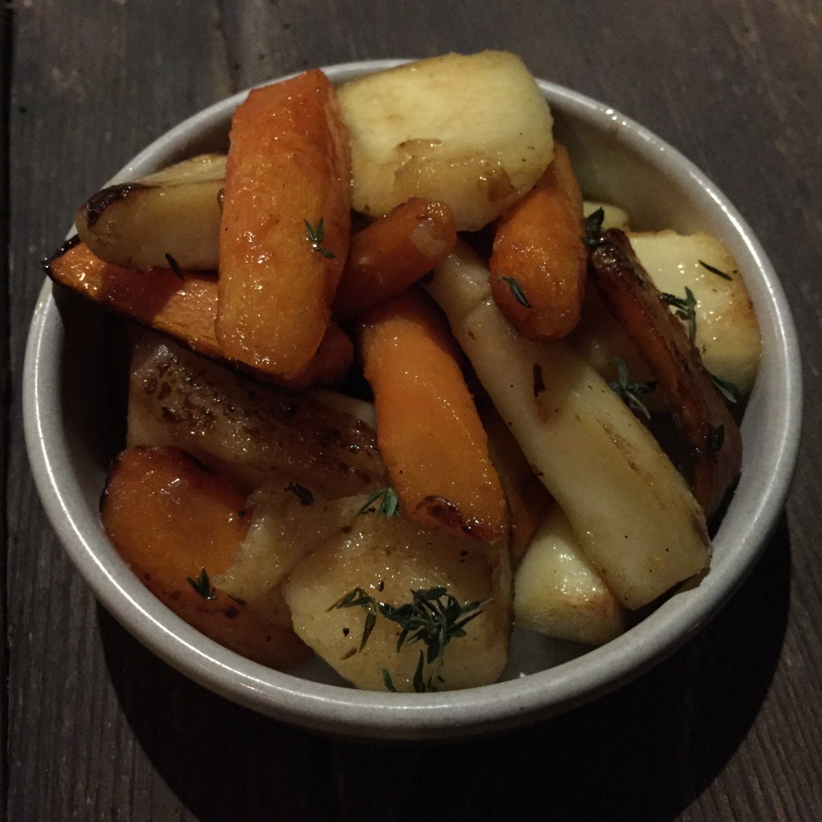 Roasted carrots, thyme, honey