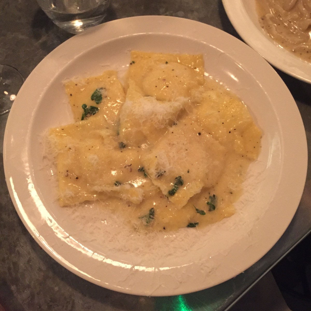 Ravioli of Neal’s Yard goats curd with marjoram butter